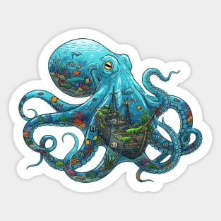Octopus Ecosystem Surrealism Design Sticker